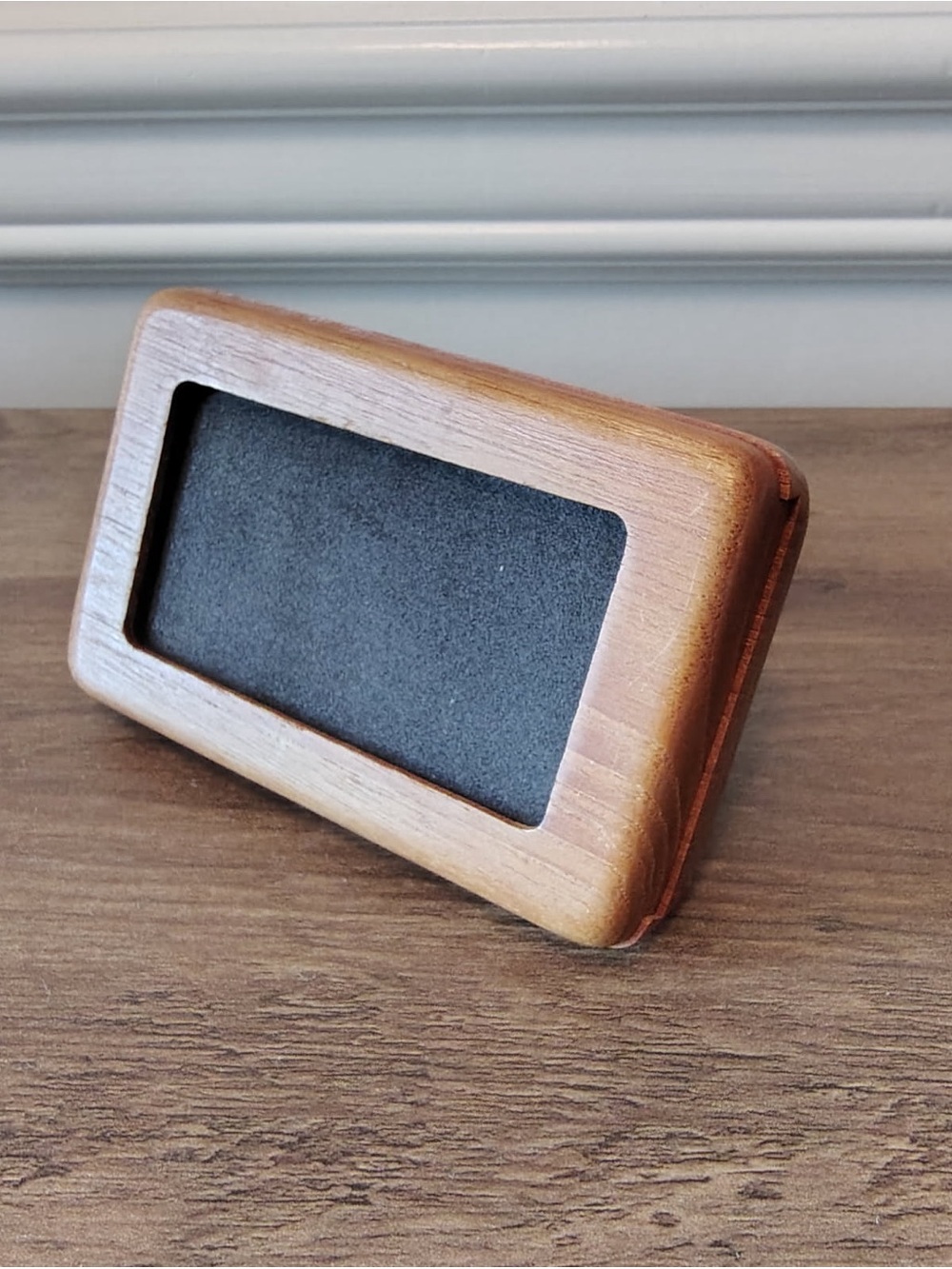 Mid-Century Studio Craft Walnut Desk Business Card Display and Holder